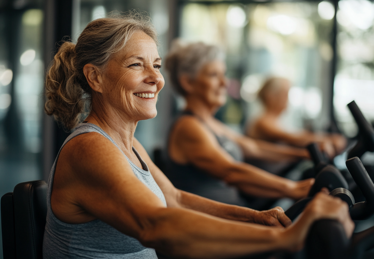 Активний старший чоловік практикує фітнес на свіжому повітрі